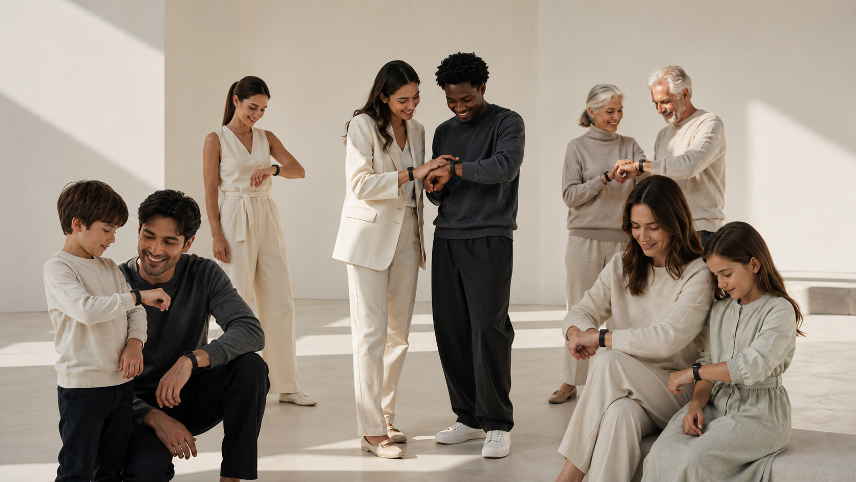 People wearing LumoBond and connecting in everyday life